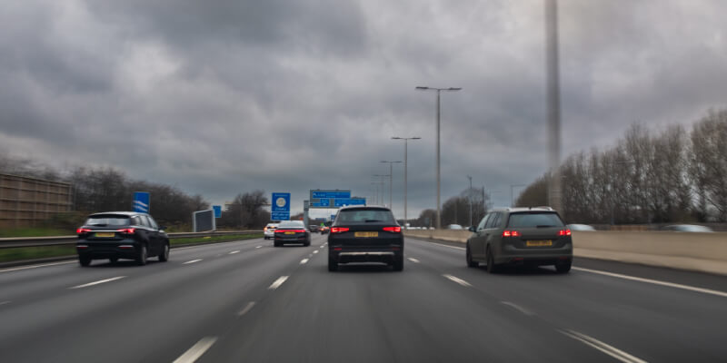 Blurred images of cars driving on a motorway