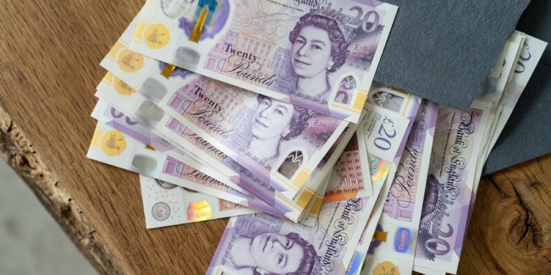 Stack of 20 pound notes