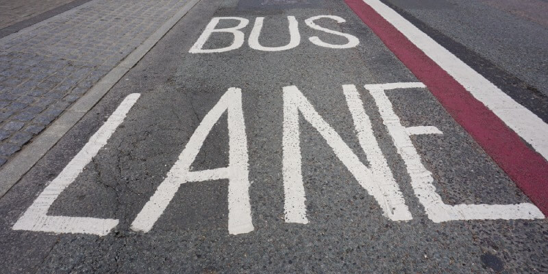Bus lane painted onto ground